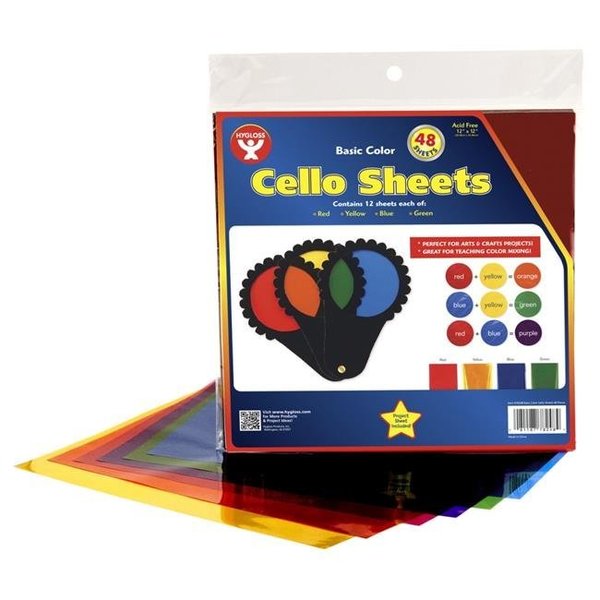 Hygloss Products Hygloss Products 1570401 12 x 12 in. Cello Sheets; Assorted Color - Pack of 48 1570401